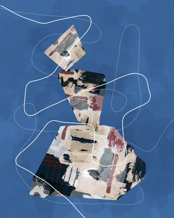 Plakat Collage Abstract on Blue