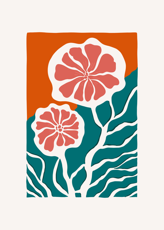 Poster Beach floral print