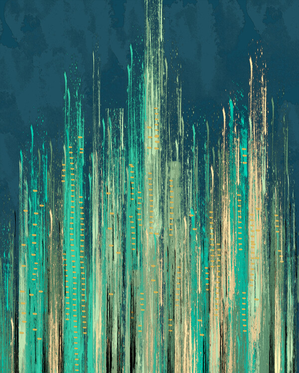 Poster Abstract Cityscape in Neon Green