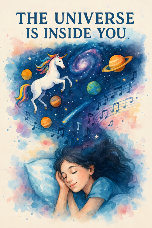 Принти на полотні Dreamy Space Girl Poster – The Universe Is Inside You
