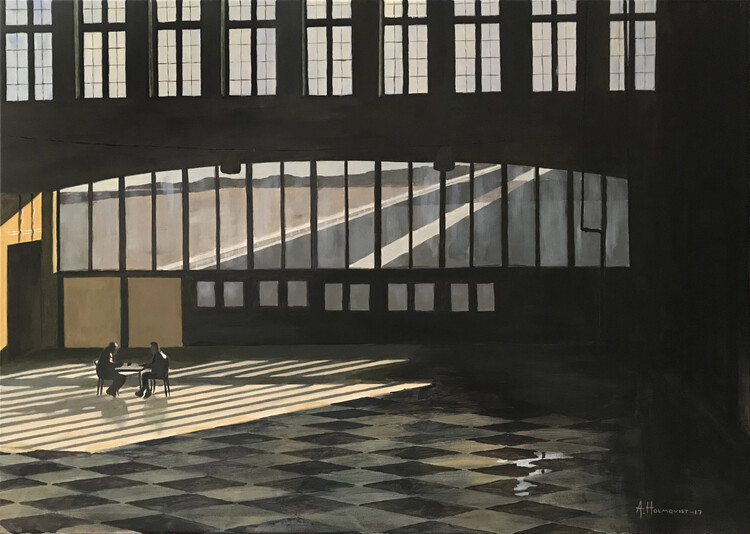 Canvas Print Sunlit Room With Large Windows