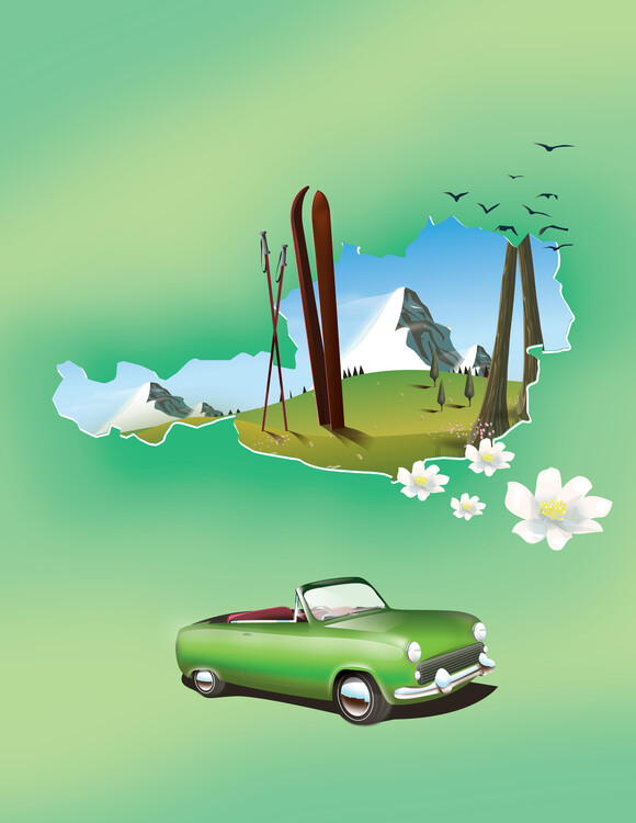 Canvas Print Austria Travel map