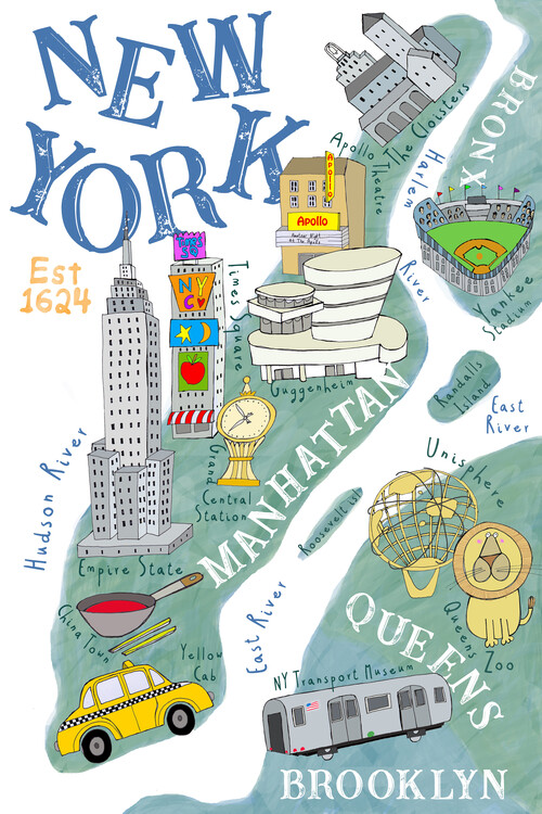 Poster Illustrated Map of New York