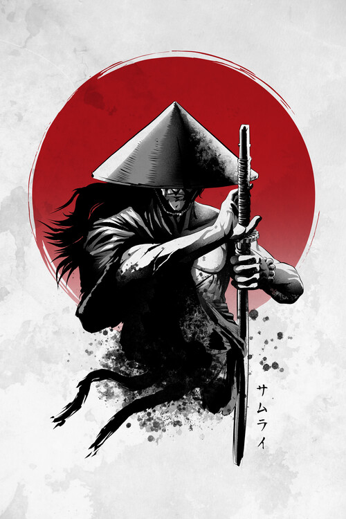 Poster Red sun samurai