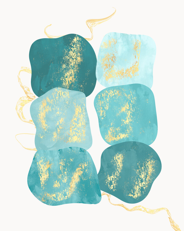 Poster Shapes in Teal and Gold