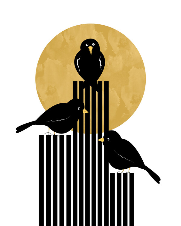 Плакат Chirping Under the Full Moon
