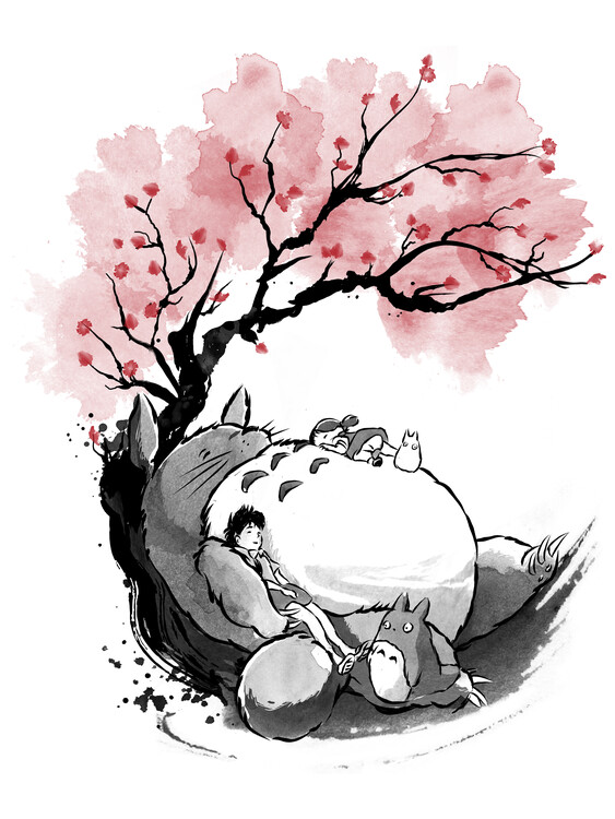 Poster Sakura neighbor sumi e