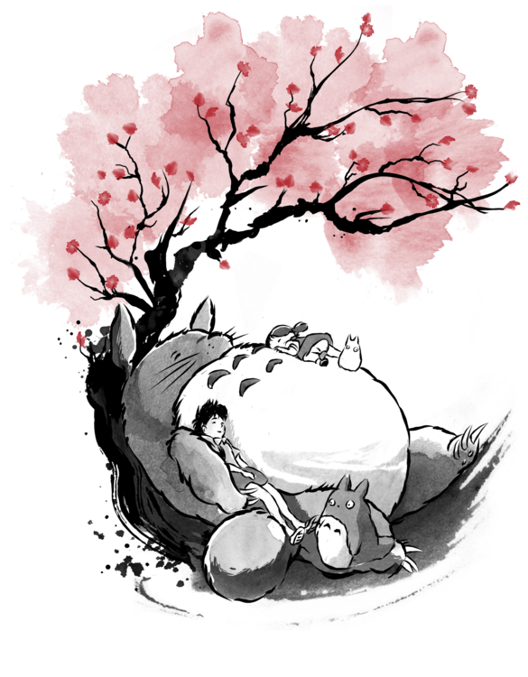 T-shirt Sakura neighbor sumi e