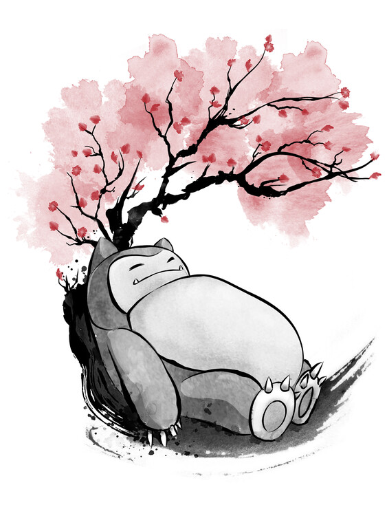 Plakat Sakura sleeping sumi e