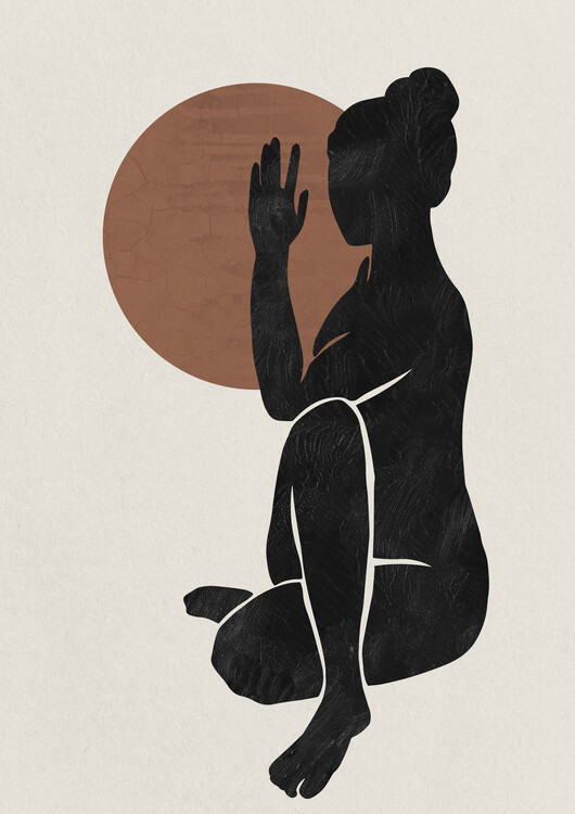 Poster Yoga women  Silhouette with Moon