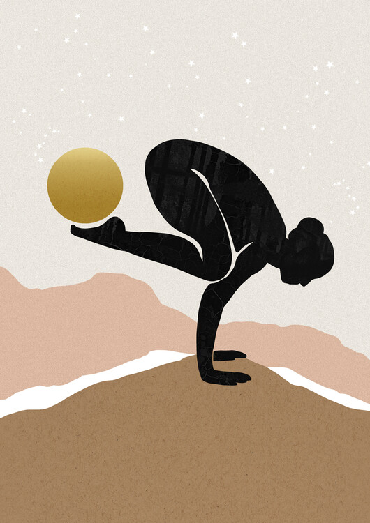 Poster Yoga Women Silhouette with Moon