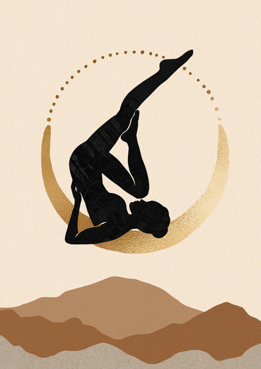 Poster Yoga women  Silhouette with Moon