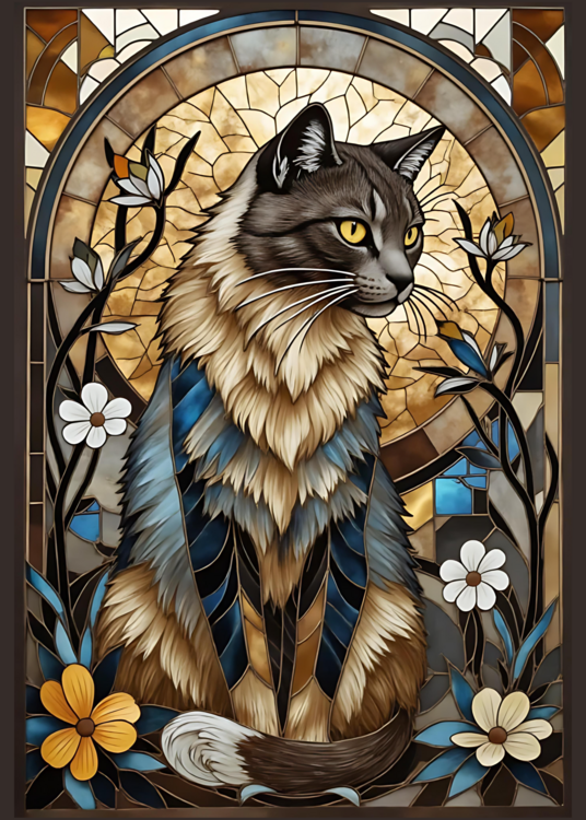 Poster Stained Glass Cat Art Poster
