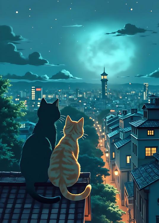 Poster City Skyline Cats Poster