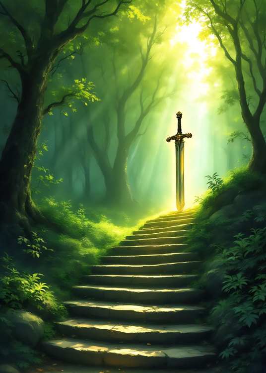 Poster Magical Sword in Forest Poster