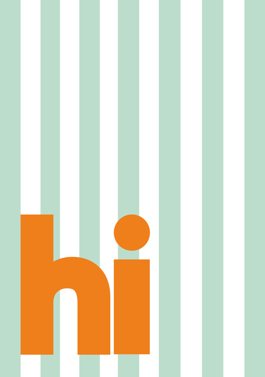 Плакат Hi - green stripes