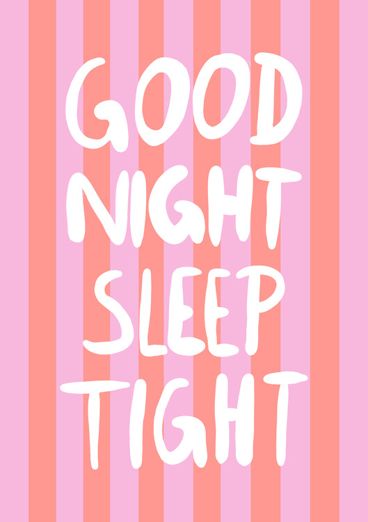 Poster Good night - pink stripes