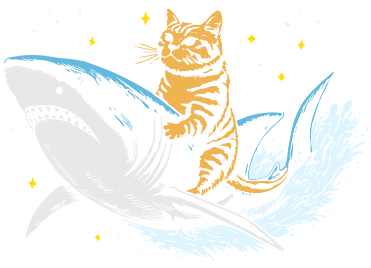 Tričko Cat Riding Shark