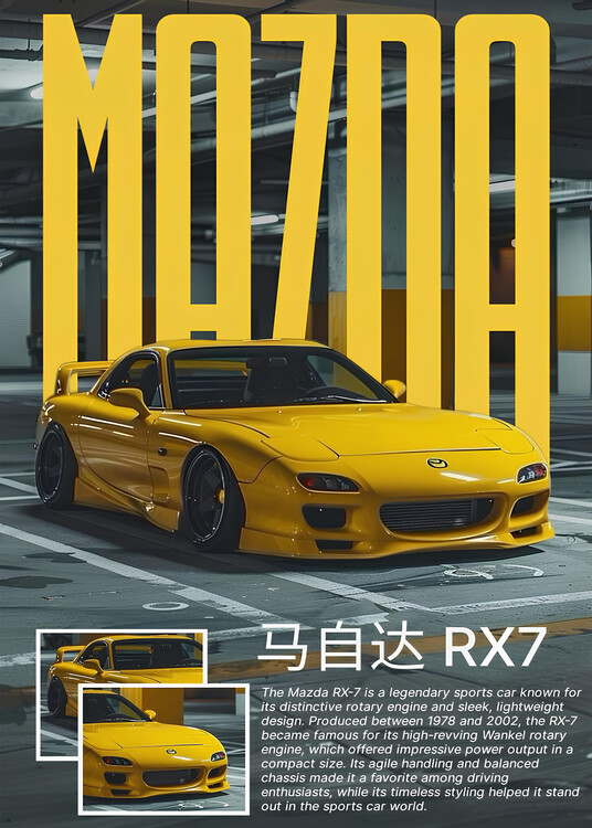 Plakát RX-7 THE ROTARY LEGEND: MAZDA’S MASTERPIECE