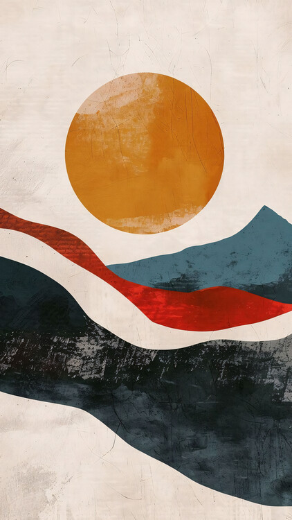 Plakat Abstract landscape sunrise, moderne bedroom wall decoraton