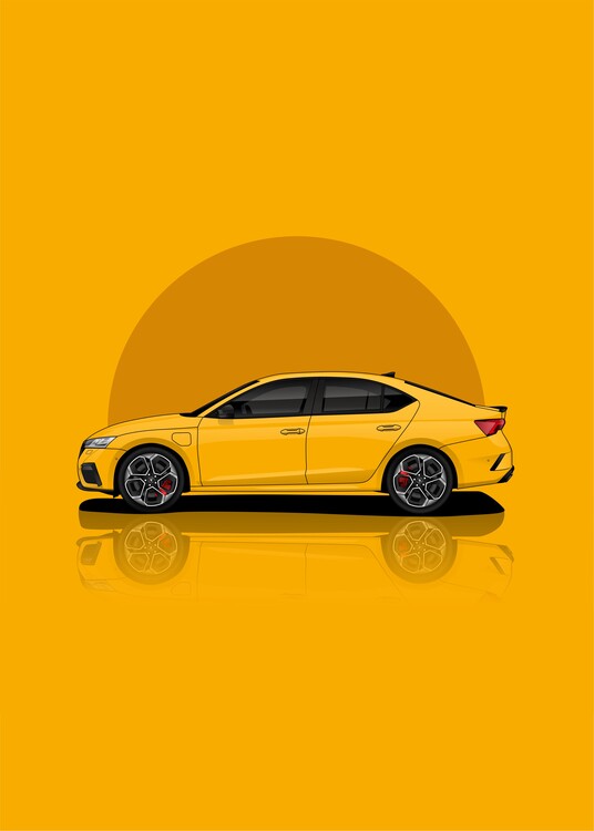 Poster Art Skoda Octavia RS Yellow