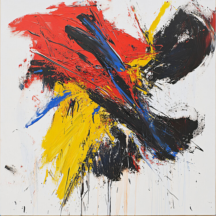 Juliste Colorful Brush Strokes on White Background Modern wall art