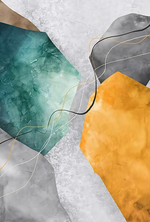 Juliste Abstract Painting in Shades of Gray & Orange, wall art