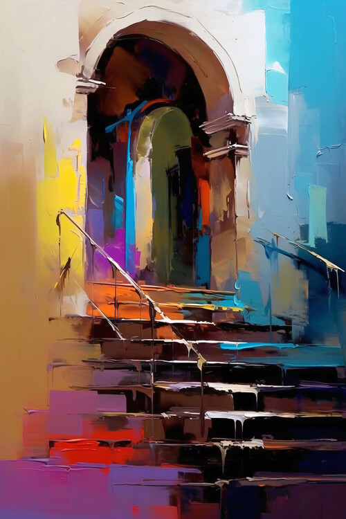 Plakat Abstract architectural composition. impressionism painting