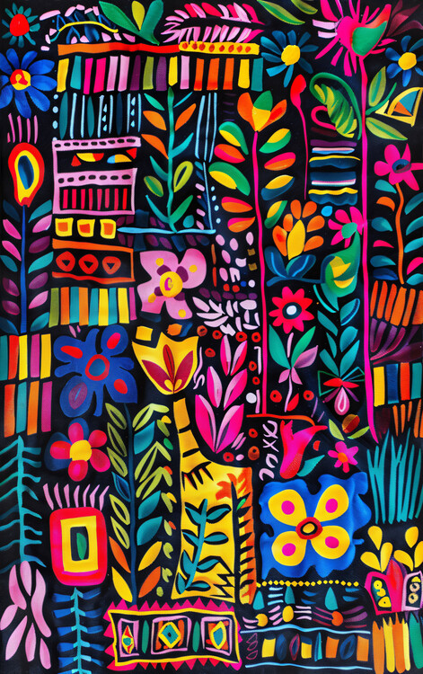 Juliste Colorful naive art painting, living Room Wall Decor