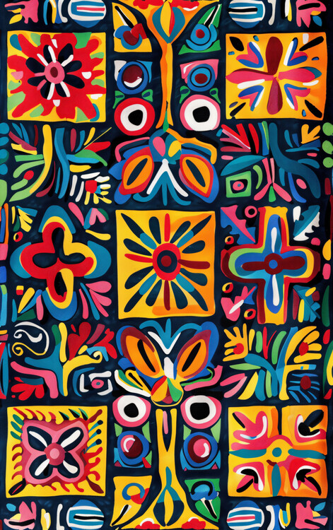 Juliste Colorful naive artistic motifs, wall decor for any room