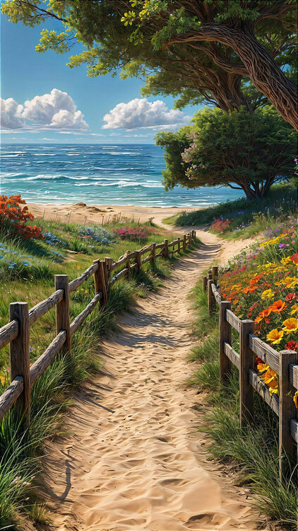 Plakat A sandy path leads to a beautiful beach, landscape wall art