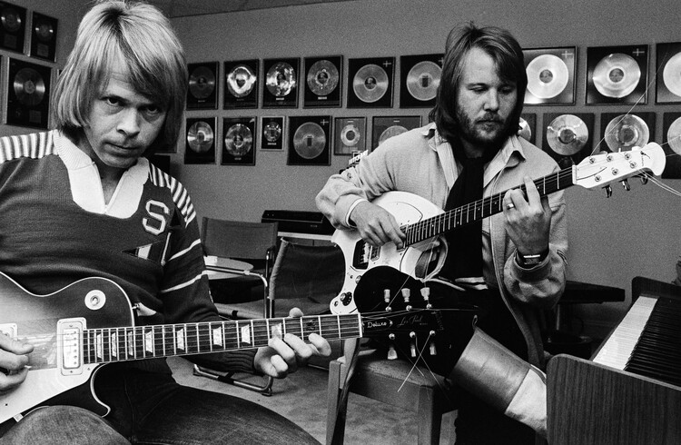 Canvas Print Ulvaeus & Andersson Performing In The Studio
