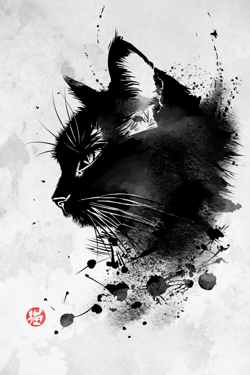 Poster Traditional Ink Cat