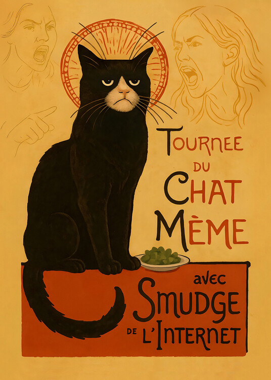 Poster Smudge Meme Cat – Vintage Chat Noir Parody Poster