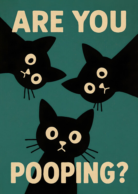 Poster Pooping Cat Poster – Funny Kitten Toilet Poster