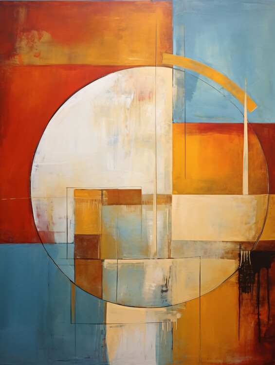 Juliste Abstract painting of circular shapes, framed wall decoration