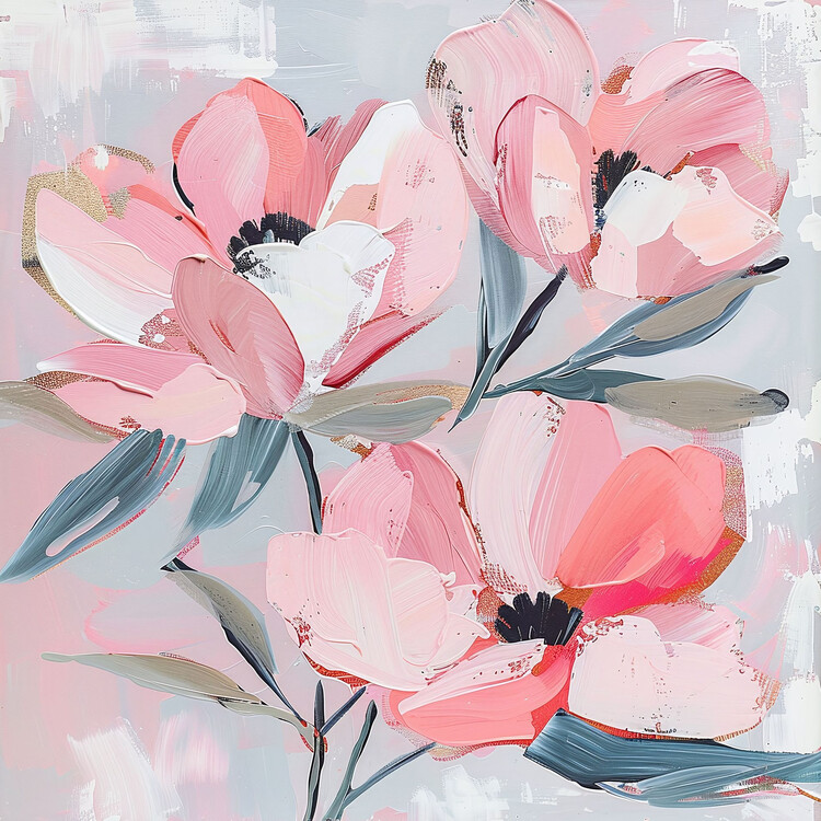 Plakat Abstract pink snow flowers art print  art prints, wall decor