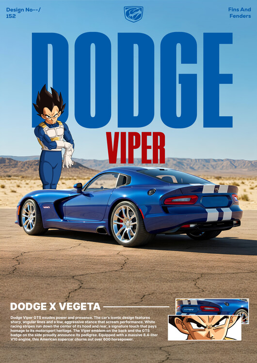 Plakát The Vegeta x Dodge Viper Fusion