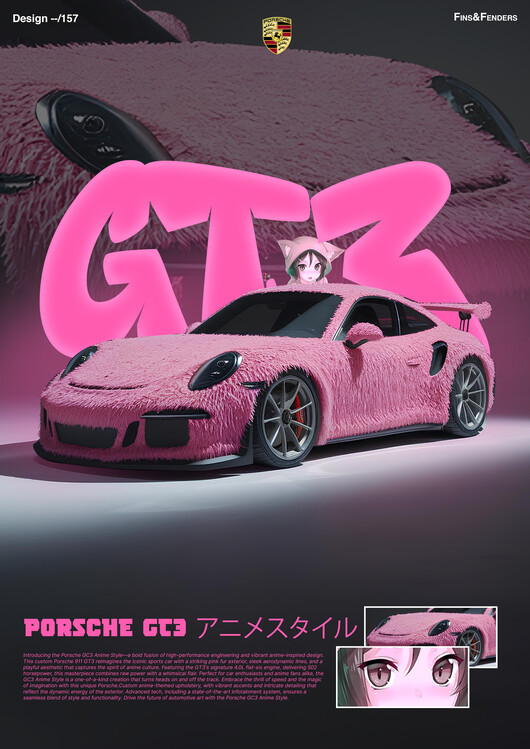 Poster Porsche GT3 Anime Style | Vibrant Anime Culture