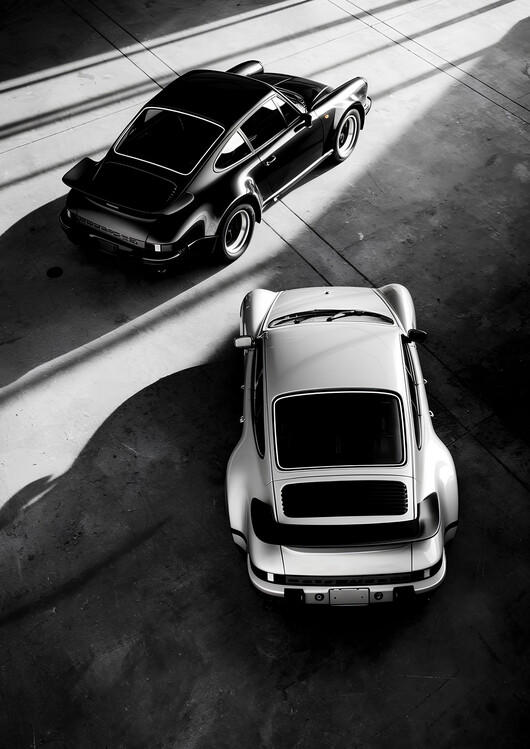 Poster Classic Contrast: Black and White Porsche 911