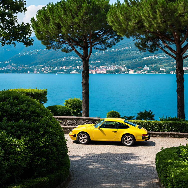 Poster Vibrant Porsche 911 With Scenic View