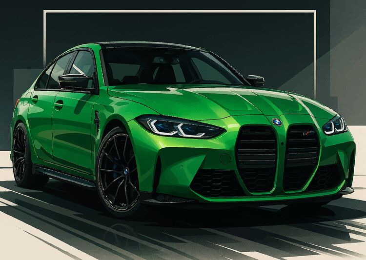 Poster Green BMW M3