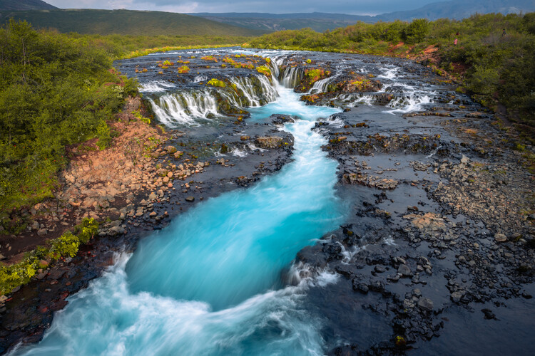 Poster The stunning Bruarfoss blue waterfall in Iceland