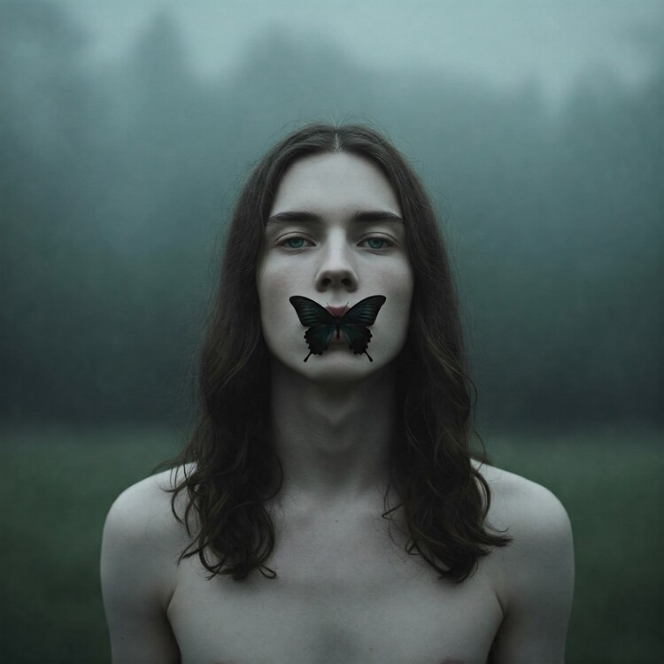 Poster Butterfly and man