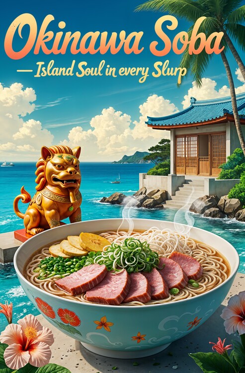 Plakát Okinawa Soba Ramen Poster – Island-Inspired Noodle Delight