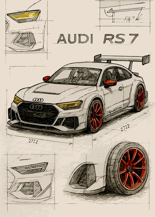 Plakat Pencil sketch of Audi RS 7