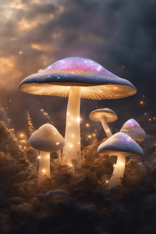 Poster Glowing toadstools