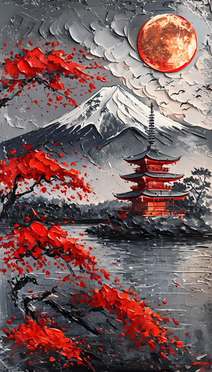 Poster Impasto art Japan