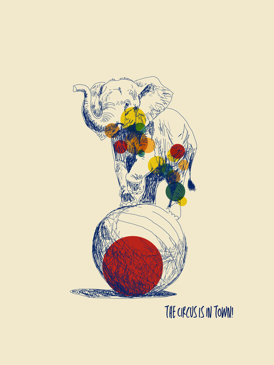 Poster Elephant on the ball