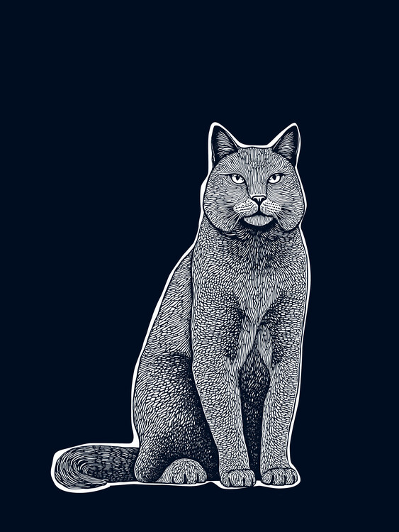 Poster Linocut Cat